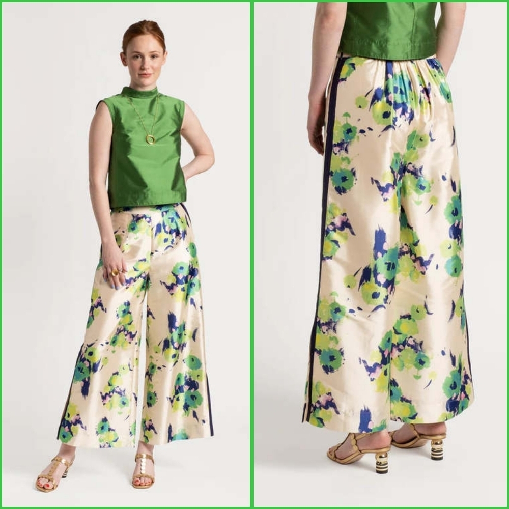 Frances Valentine Palazzo Pants in Tuileries Oyster Green
